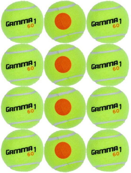 Gamma 60 Orange Dot Tennis Balls (bag 12x) - Yel / Os