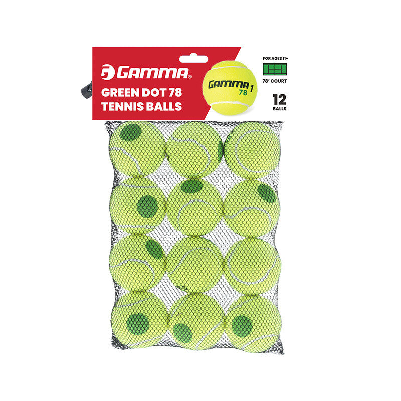 Gamma 78 Green Dot Tennis Balls (bag 12x) - Yel / Os