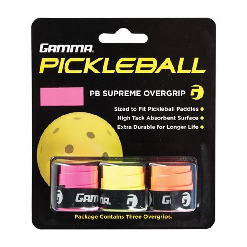 Gamma Pickleball Supreme Overgrip (black) (3x) - Neon / Os