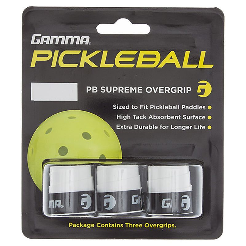 Gamma Pickleball Supreme Overgrip (black) (3x) - Wht / Os