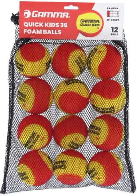 Gamma Quick Kids 36 Foam Tennis Balls Bag 12x - Yellow