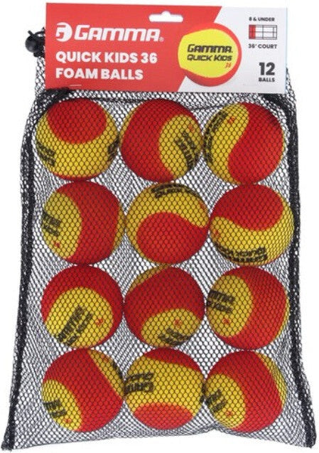 Gamma Quick Kids 36 Foam Tennis Balls (bag 12x) - Yellow