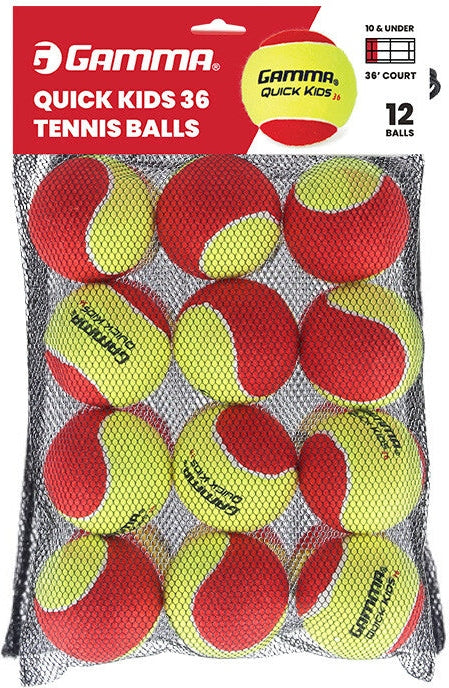 Gamma Quick Kids 36 Tennis Balls Bag 12x - Yellow - HIT a Double
