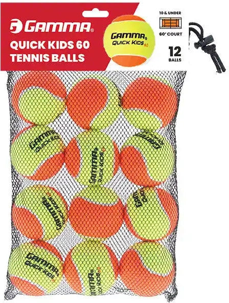 Gamma Quick Kids 60 Tennis Balls Bag 12x - Orange
