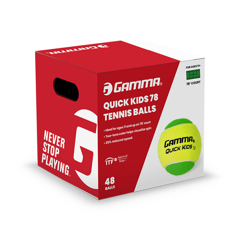 Gamma Quick Kids 78 Tennis Balls Box 48x - Yellow - HIT a Double
