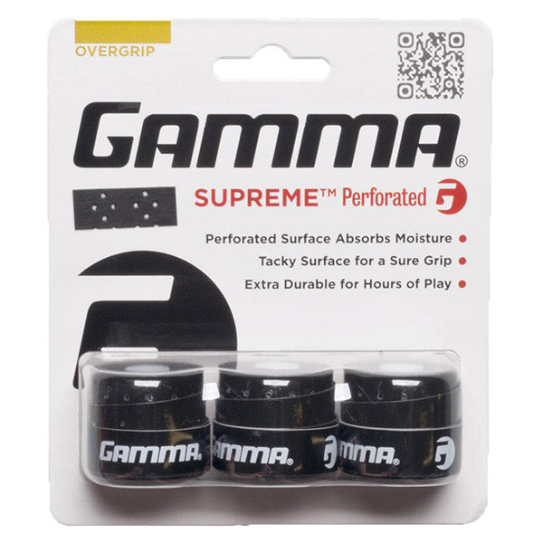 Gamma Supreme Perforated Overgrip (3x) (black) - Blk / Os