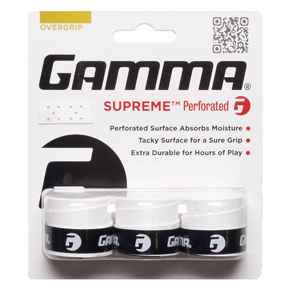 Gamma Supreme Perforated Overgrip (3x) (black) - Wht / Os