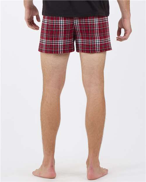 Garnet/ Black Plaid Double Brushed Flannel Boxers - BM6701