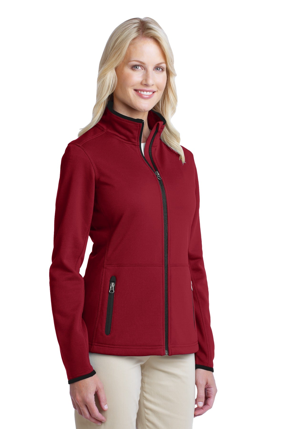 Garnet Red Port Authority Women's Pique Fleece Jacket. L222