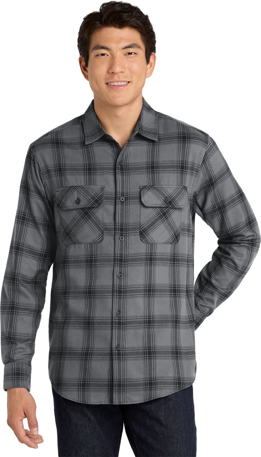 G/BkOpnPld Port Authority Plaid Flannel Shirt. W668