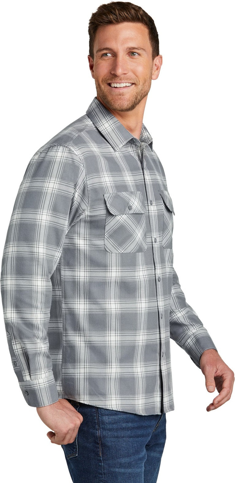 G/CrOpnPld Port Authority Plaid Flannel Shirt. W668