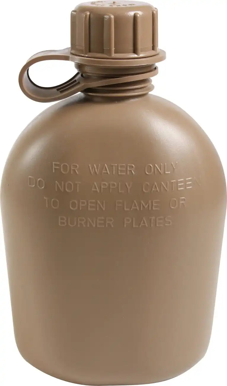 Genuine G.i. 3 Piece 1 Quart Plastic Canteen Coyote Brown