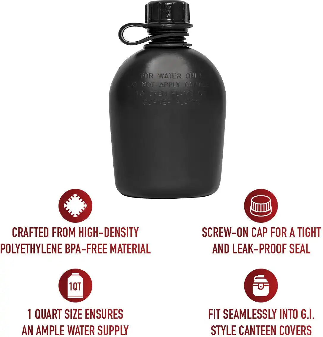 Genuine G.i. 3 Piece 1 Quart Plastic Canteen