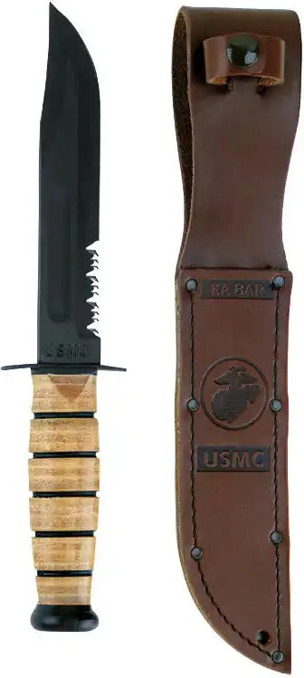 Genuine Ka Bar Usmc Combo Edge Fighting Knife