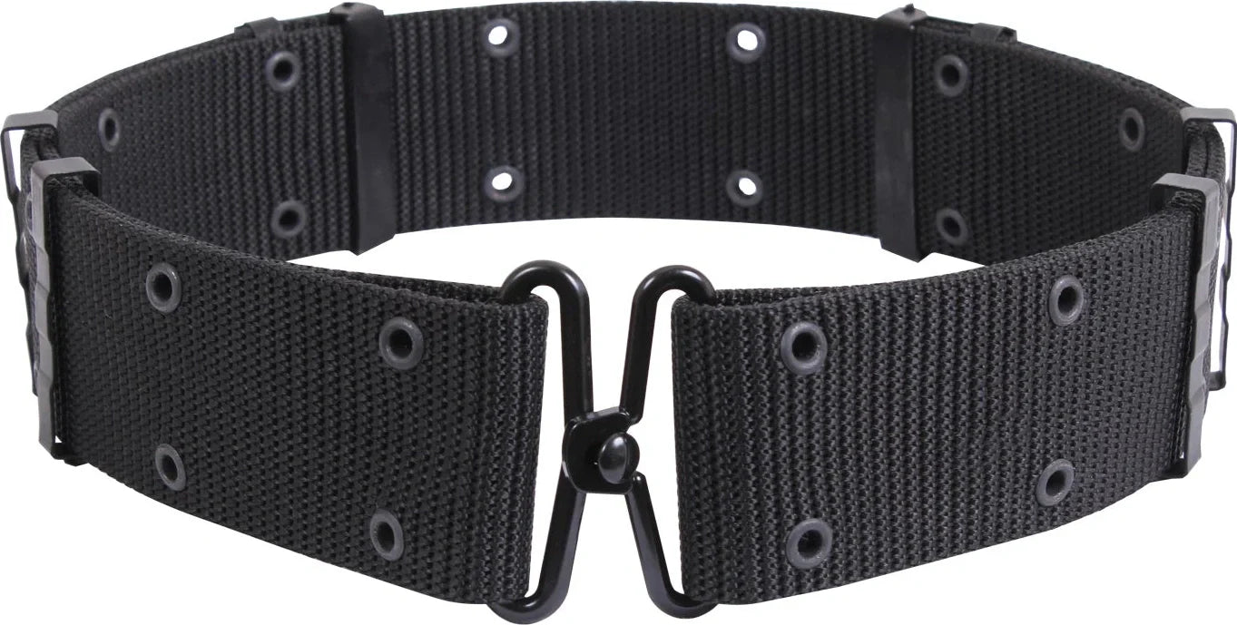 Gi Style Pistol Belt with Metal Buckles - Black