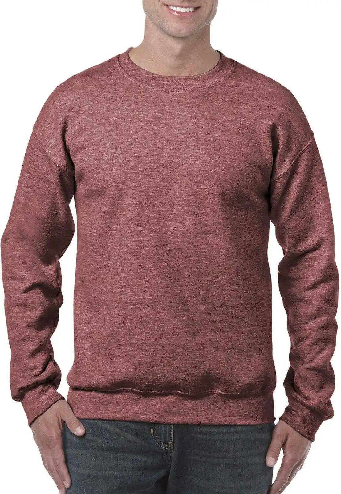 Gildan 18000 Heavy Blend Crewneck Sweatshirt Heather Sport Dark Maroon