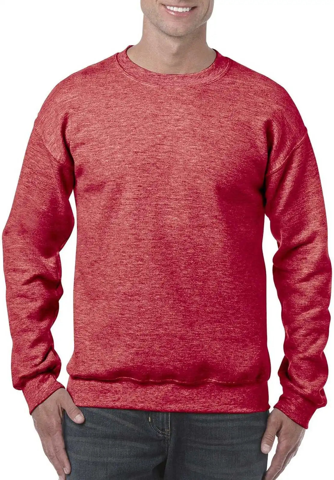 Gildan 18000 Heavy Blend Crewneck Sweatshirt - Heather Sport Scarlet Red