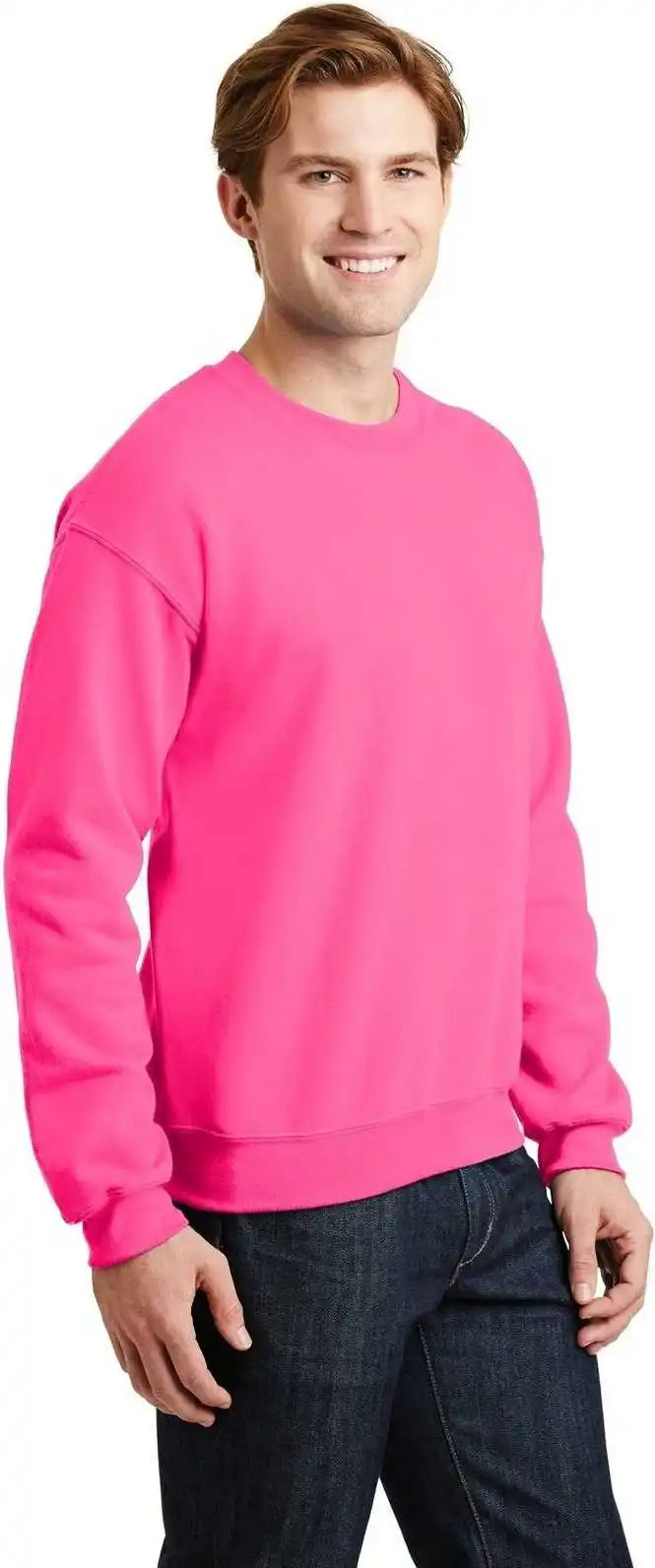 Gildan 18000 Heavy Blend Crewneck Sweatshirt Safety Pink
