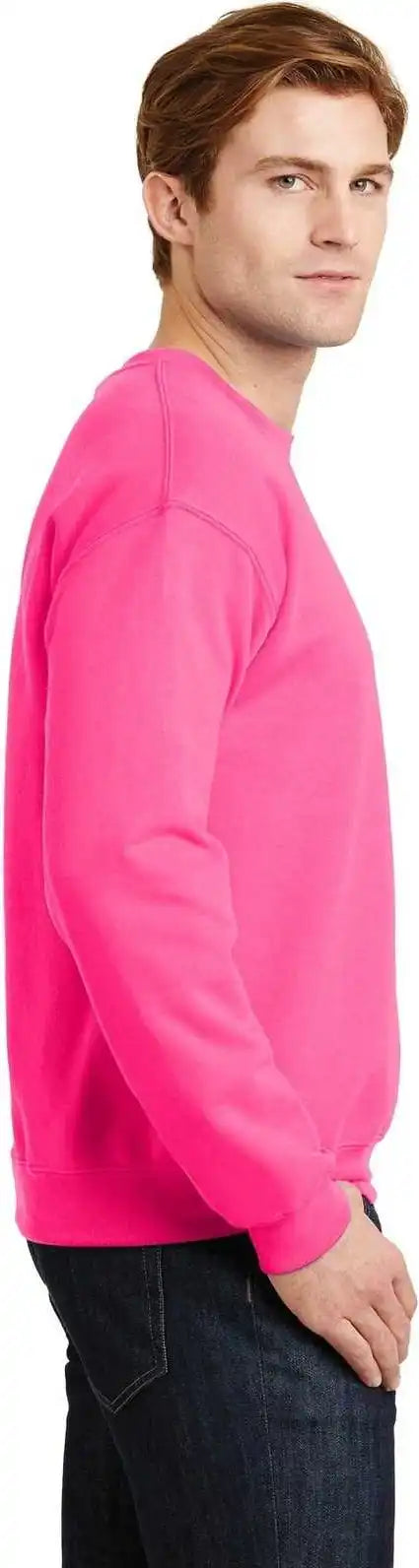 Gildan 18000 Heavy Blend Crewneck Sweatshirt Safety Pink