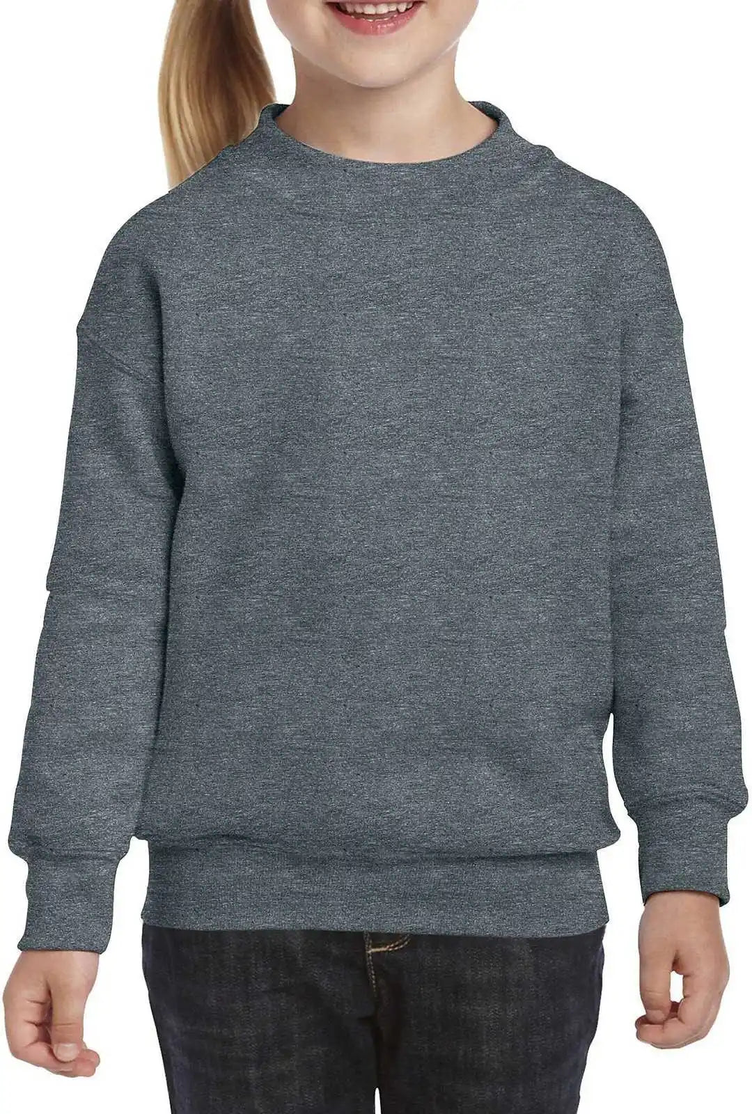 Gildan 18000b Youth Heavy Blend Crewneck Sweatshirt Dark Heather