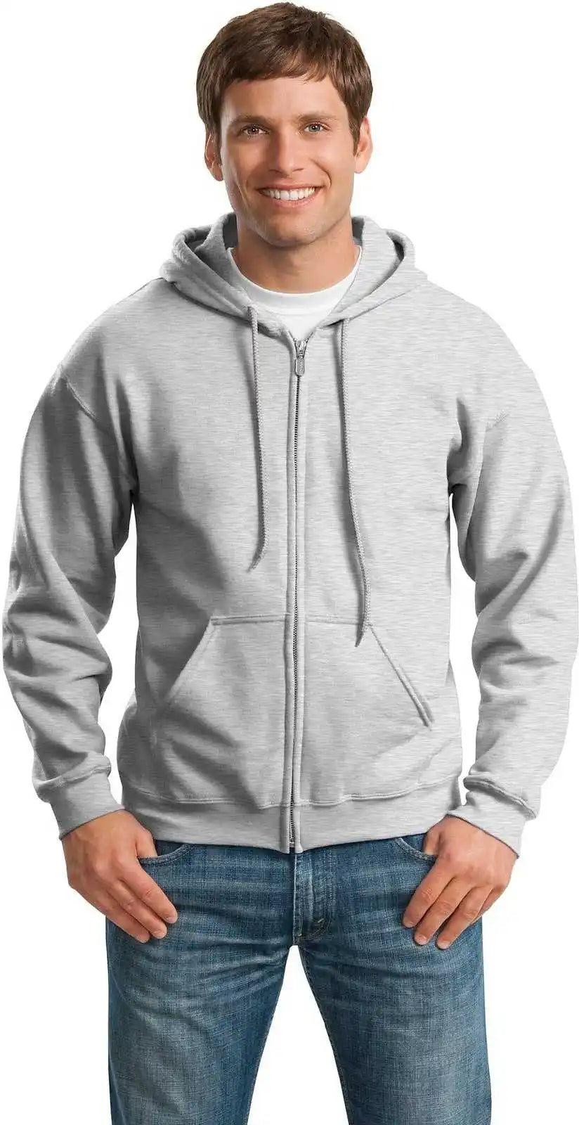 Gildan 18600 Heavy Blend Full Zip Hooded Sweatshirt Ash Gray