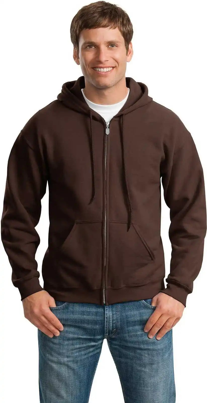 Gildan 18600 Heavy Blend Full Zip Hooded Sweatshirt Dark Chocolate