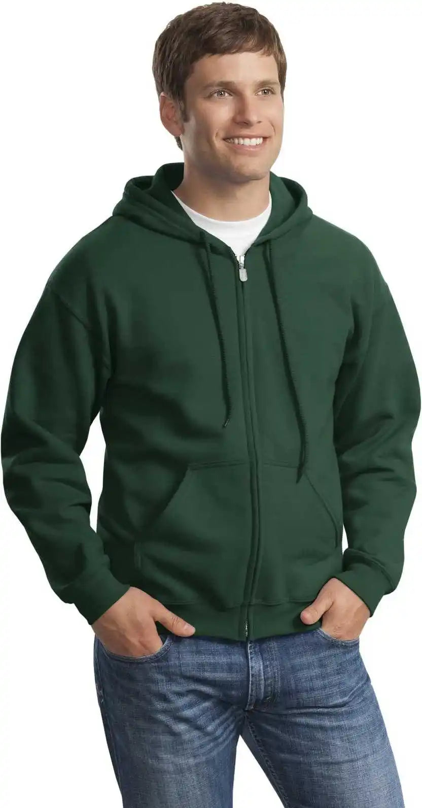 Gildan 18600 Heavy Blend Full Zip Hooded Sweatshirt Forest Green