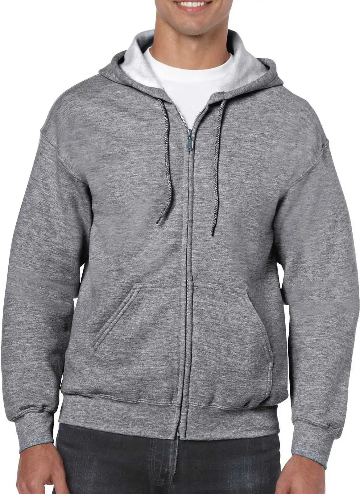Gildan 18600 Heavy Blend Full Zip Hooded Sweatshirt Graphite Heather
