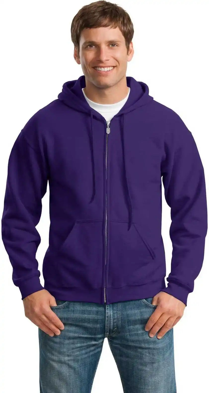 Gildan 18600 Heavy Blend Full Zip Hooded Sweatshirt Purple