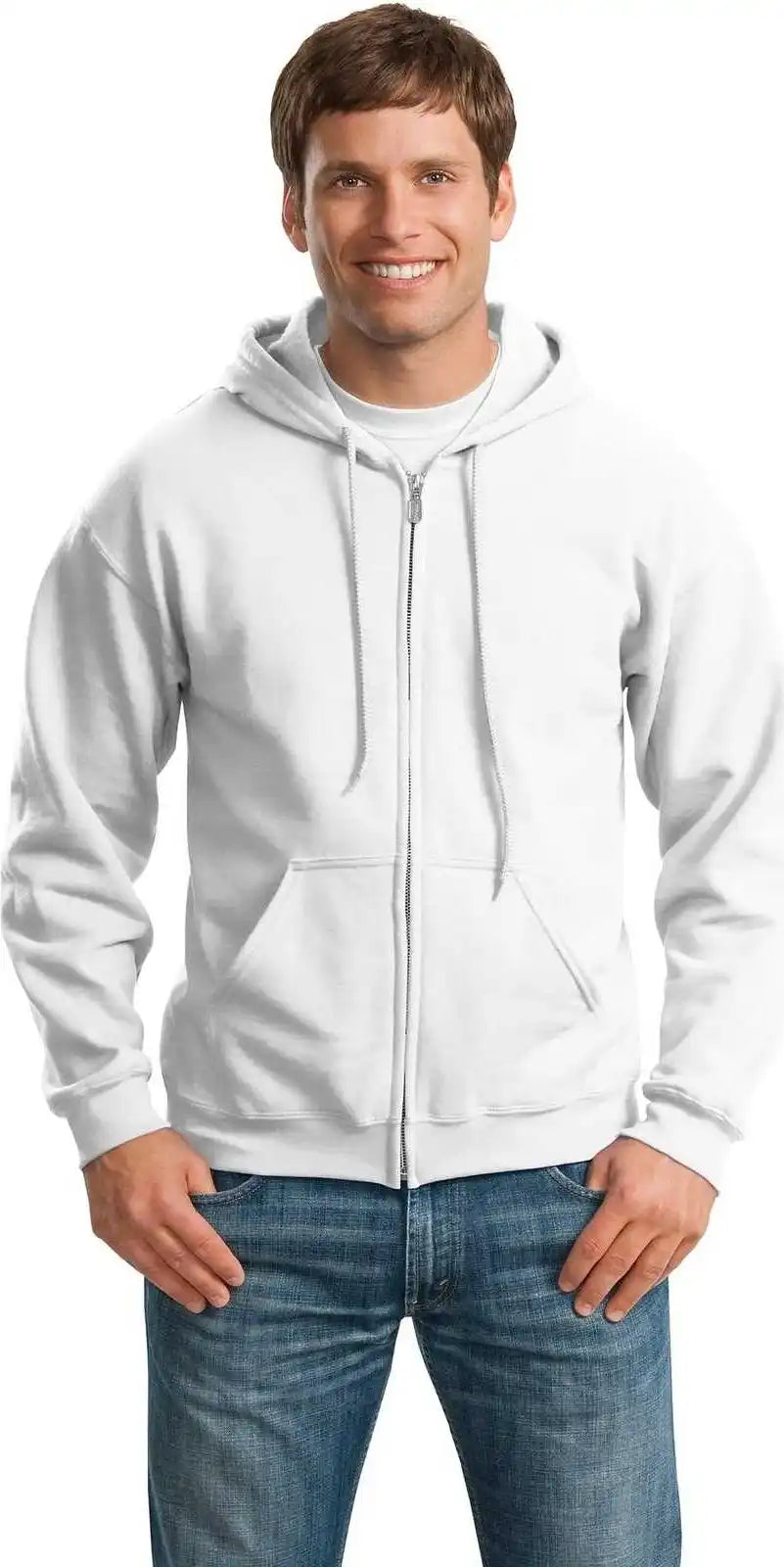 Gildan 18600 Heavy Blend Full Zip Hooded Sweatshirt White