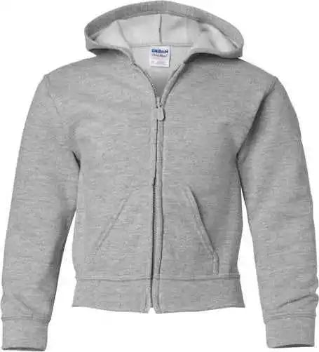 Gildan 18600b Heavy Blend Youth Full Zip Hooded Sweatshirt Sport Gray