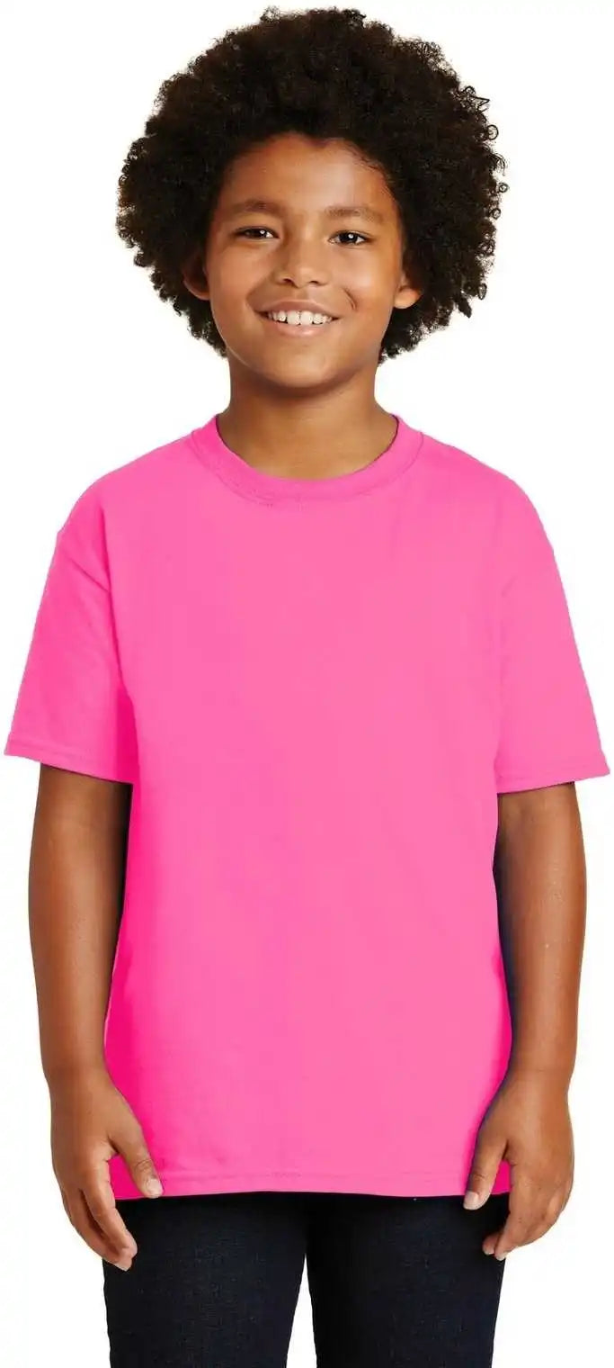 Gildan 2000b Youth Ultra Cotton 100% t Shirt Safety Pink