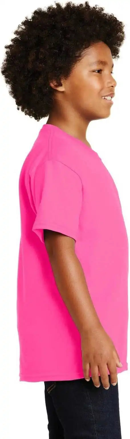 Gildan 2000b Youth Ultra Cotton 100% t Shirt Safety Pink