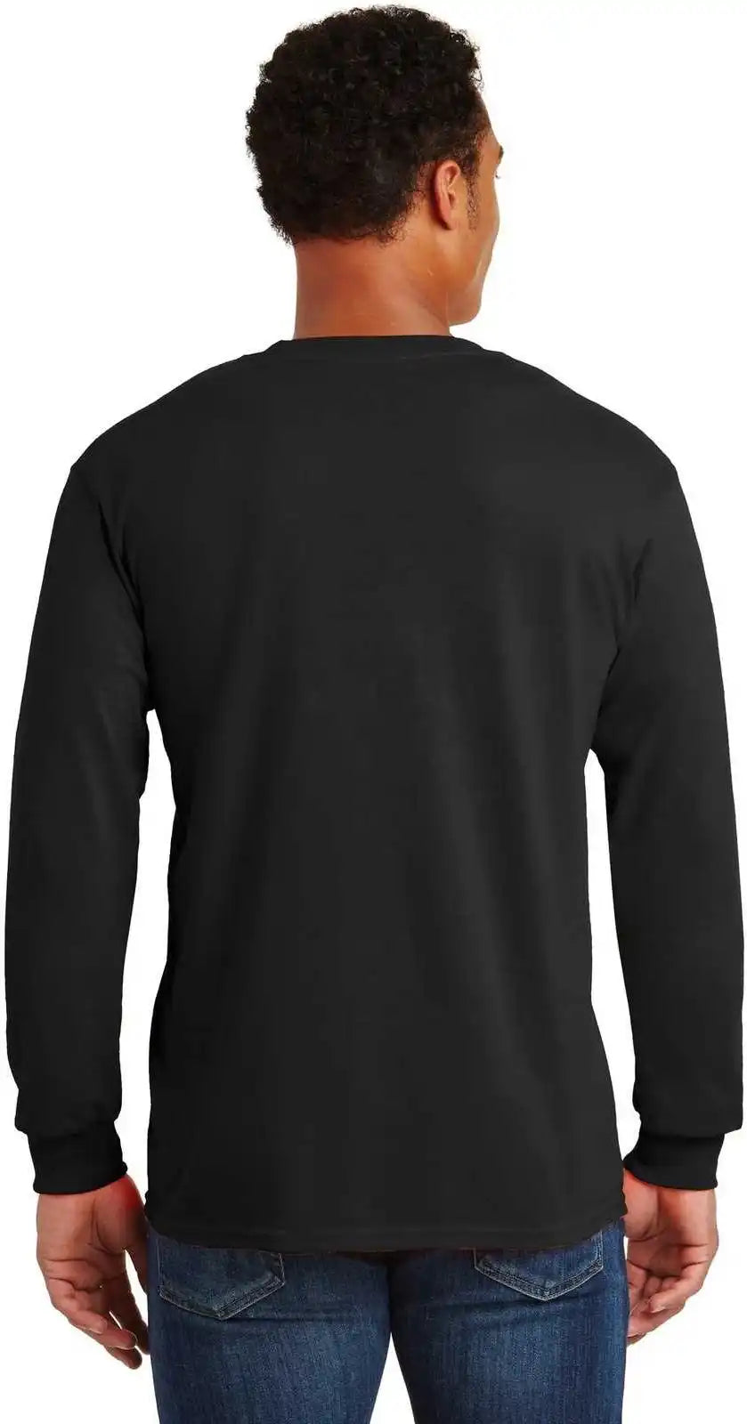 Gildan 2410 Ultra Cotton 100% Long Sleeve t Shirt with Pocket Black