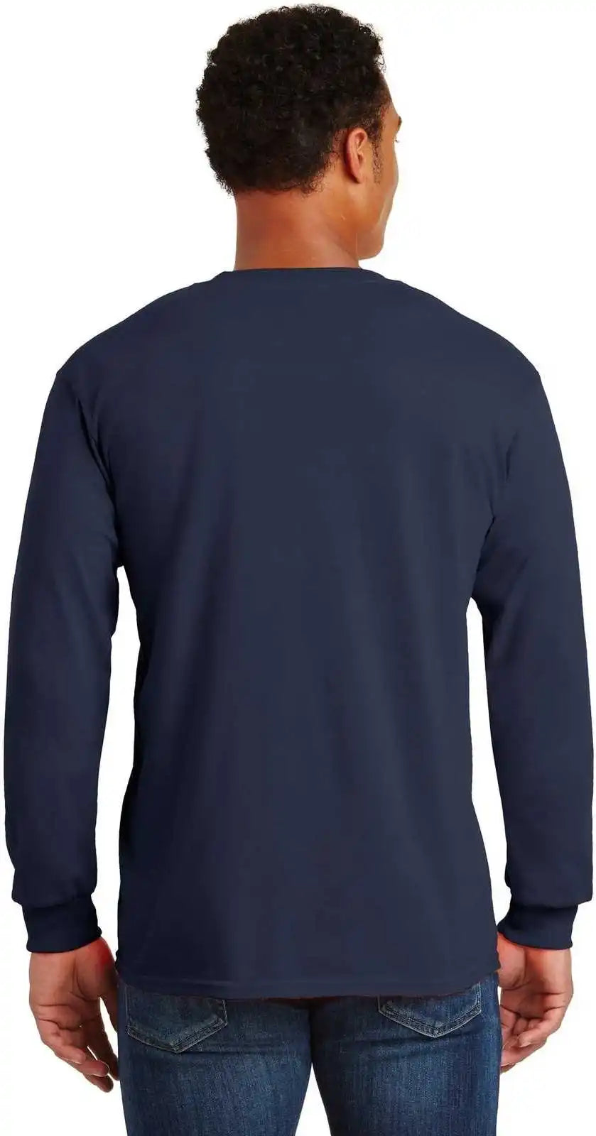 Gildan 2410 Ultra Cotton 100% Long Sleeve T-shirt with Pocket - Navy