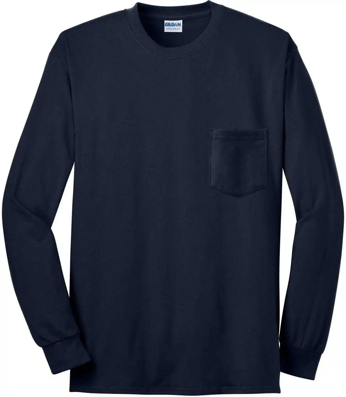 Gildan 2410 Ultra Cotton 100% Long Sleeve T-shirt with Pocket - Navy