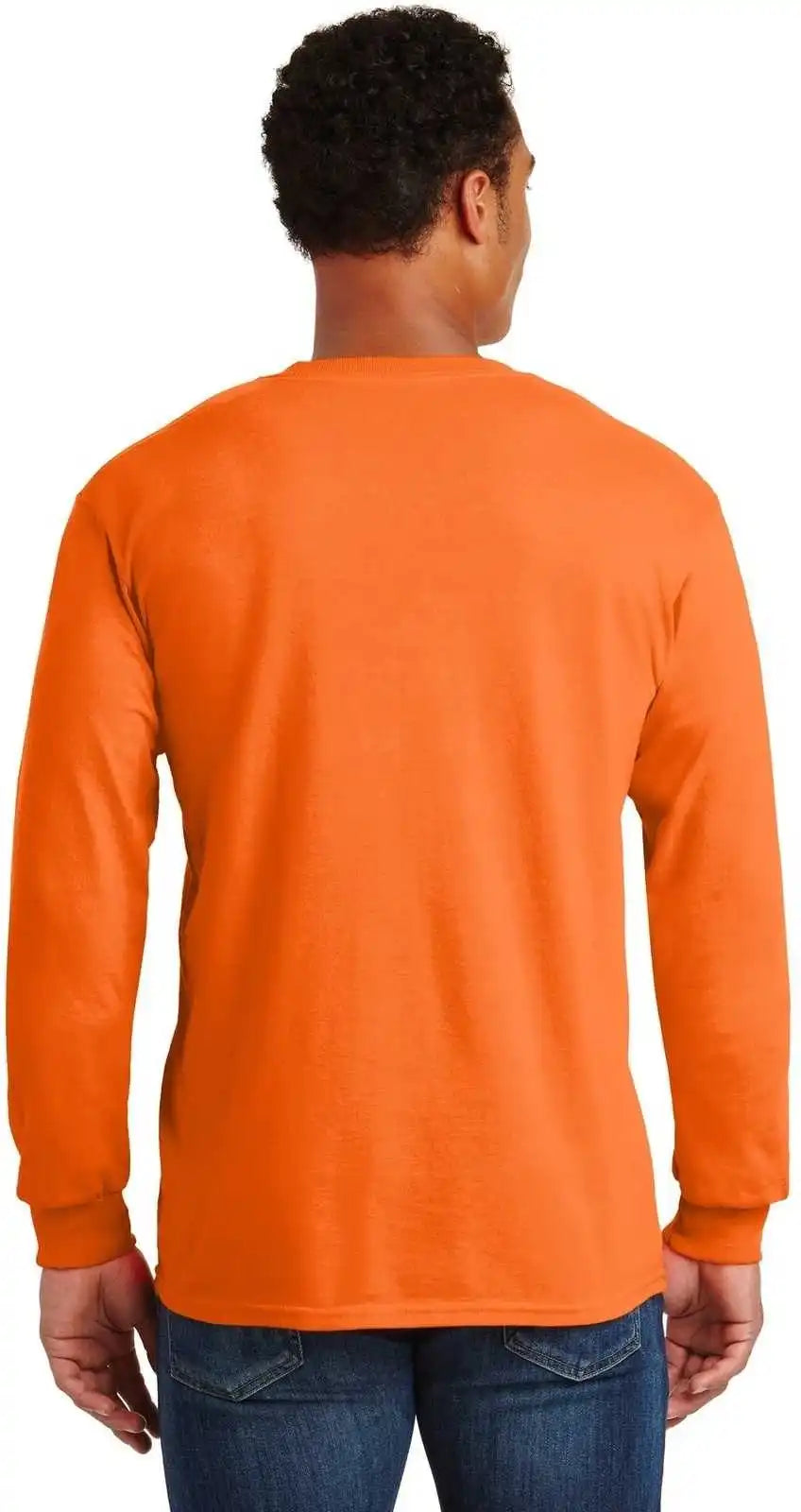 Gildan 2410 Ultra Cotton 100% Long Sleeve t Shirt with Pocket S. Orange