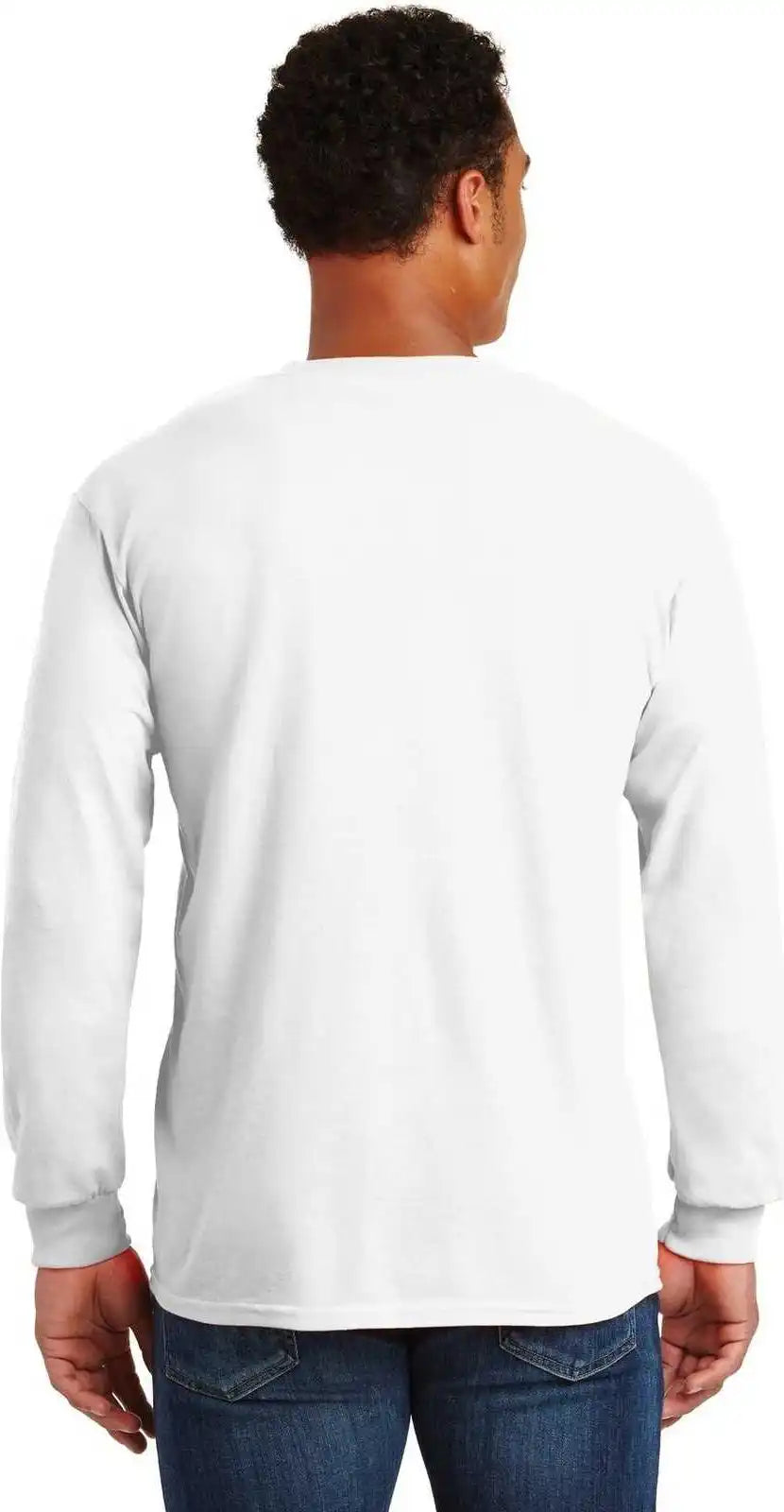 Gildan 2410 Ultra Cotton 100% Long Sleeve t Shirt with Pocket White