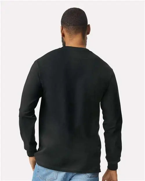 Gildan 2410 Ultra Cotton® Long Sleeve Pocket T-shirt - Black