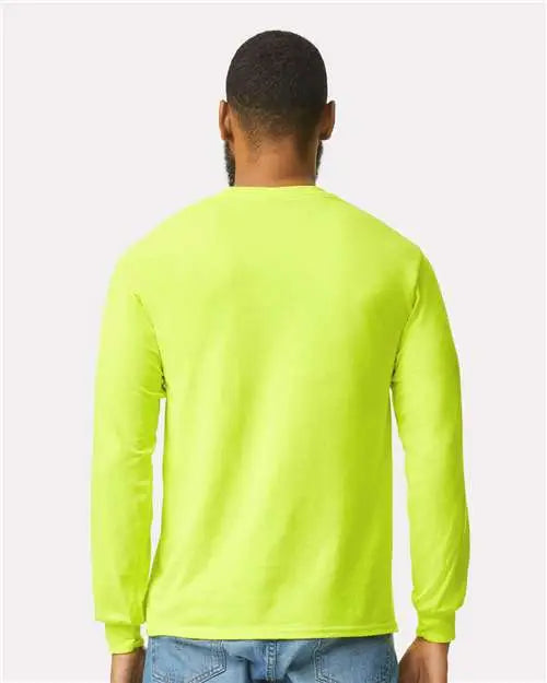 Gildan 2410 Ultra Cotton® Long Sleeve Pocket T-shirt - Safety Green