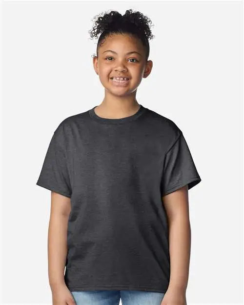 Gildan 3000b Light Cotton Youth T-shirt - Heather Dark Gray - Xs