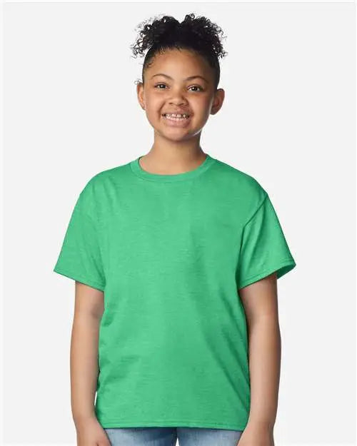 Gildan 3000b Light Cotton Youth T-shirt - Heather Irish Green