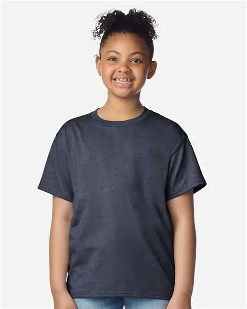Gildan 3000b Light Cotton Youth T-shirt - Heather Navy