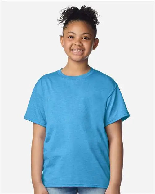 Gildan 3000b Light Cotton Youth T-shirt - Heather Sapphire