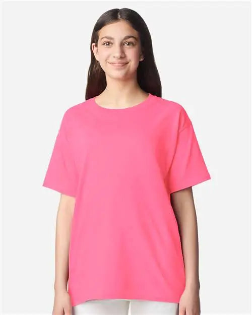 Gildan 3000b Light Cotton Youth T-shirt - Safety Pink