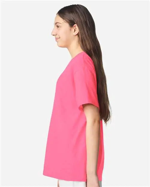 Gildan 3000b Light Cotton Youth T-shirt - Safety Pink