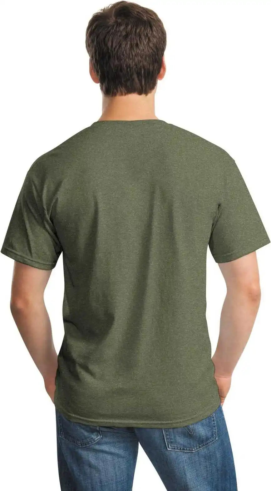 Gildan 5000 Heavy Cotton 100% t Shirt Heather Military Green