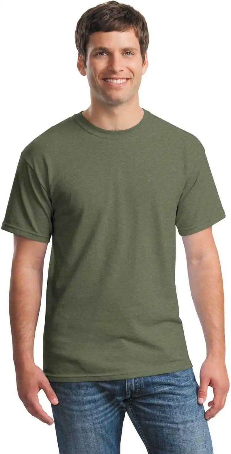 Gildan 5000 Heavy Cotton 100% t Shirt Heather Military Green