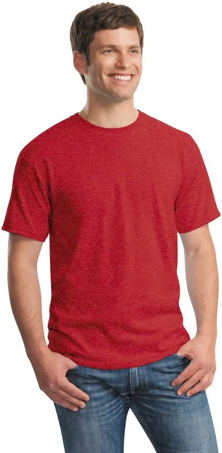 Gildan 5000 Heavy Cotton 100% t Shirt Heather Red