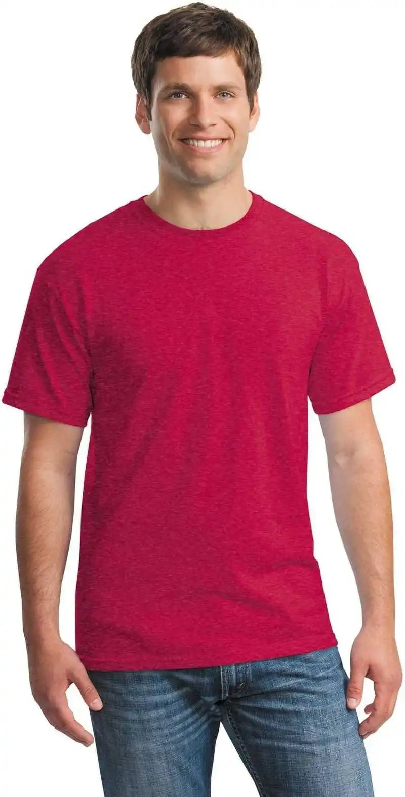 Gildan 5000 Heavy Cotton 100% t Shirt Heather Red